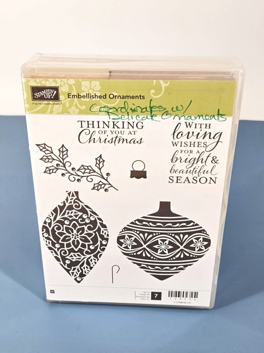 Stampin' Up! New Christmas Embellished Ornaments Rubber Stamp Set 7 Block Stamps